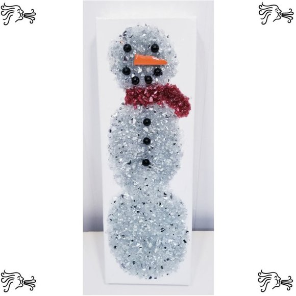 Crushed Glass & Resin Christmas Tree Snowman Winter Art Picture Wall Decor Home - Picture 5 of 5